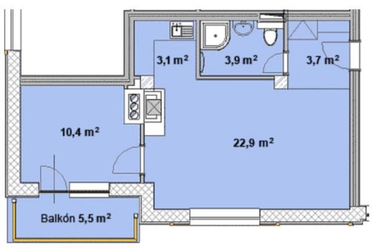 One-Bedroom Apartment with Balcony and Mountain View — apartment floor plan