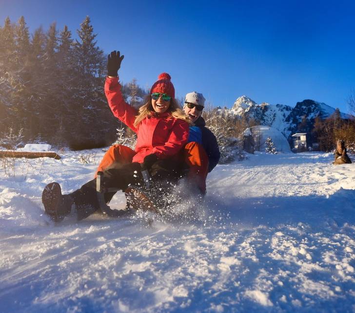 Sledging on the Hrebienok winter track